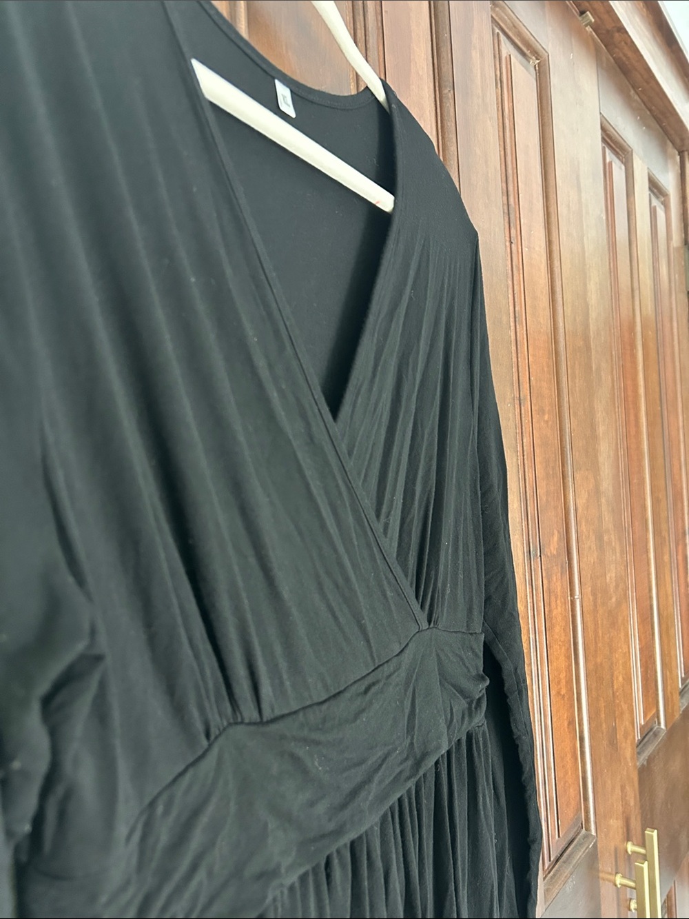 AUSELILY Black Long Sleeve Maxi Wrap Dress - Picture 3 of 7